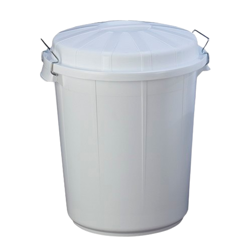 CUBO BASURA 70L CON TAPA ENGANCHE METALICO BLANCO 